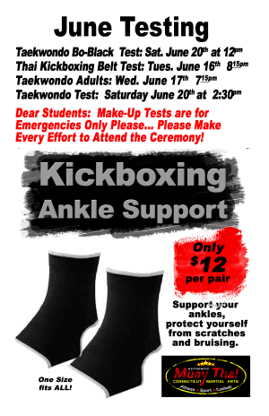 Here are Test Dates For June and information about the Ankle Supports